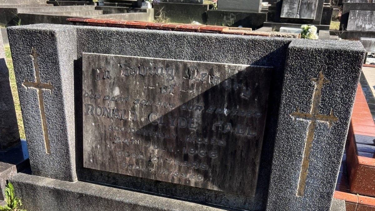 Old marble plaque at Rookwood Cemetery