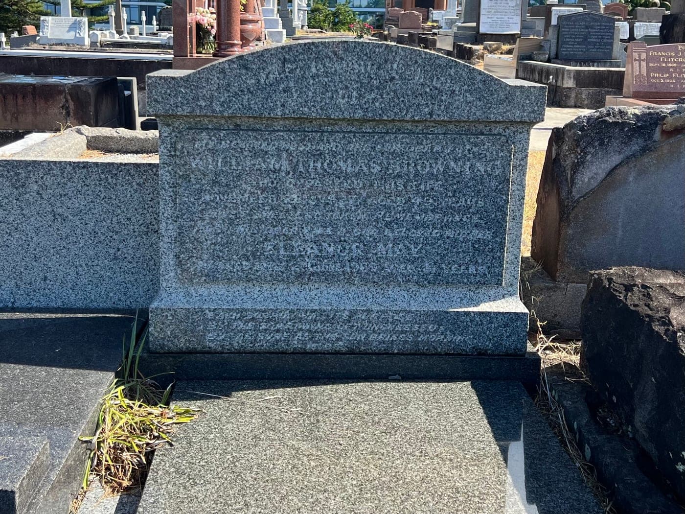 Eroded headstone — inscription no longer legible